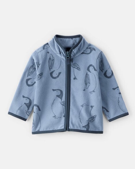 Baby Penguin Microfleece Zip-Up Jacket - Blue