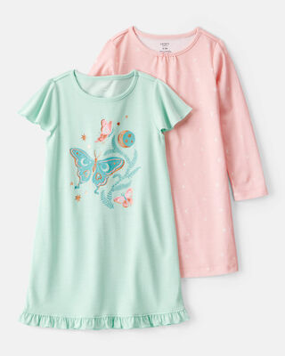 Girls 2-Pack Rainbow Hearts Nightgowns