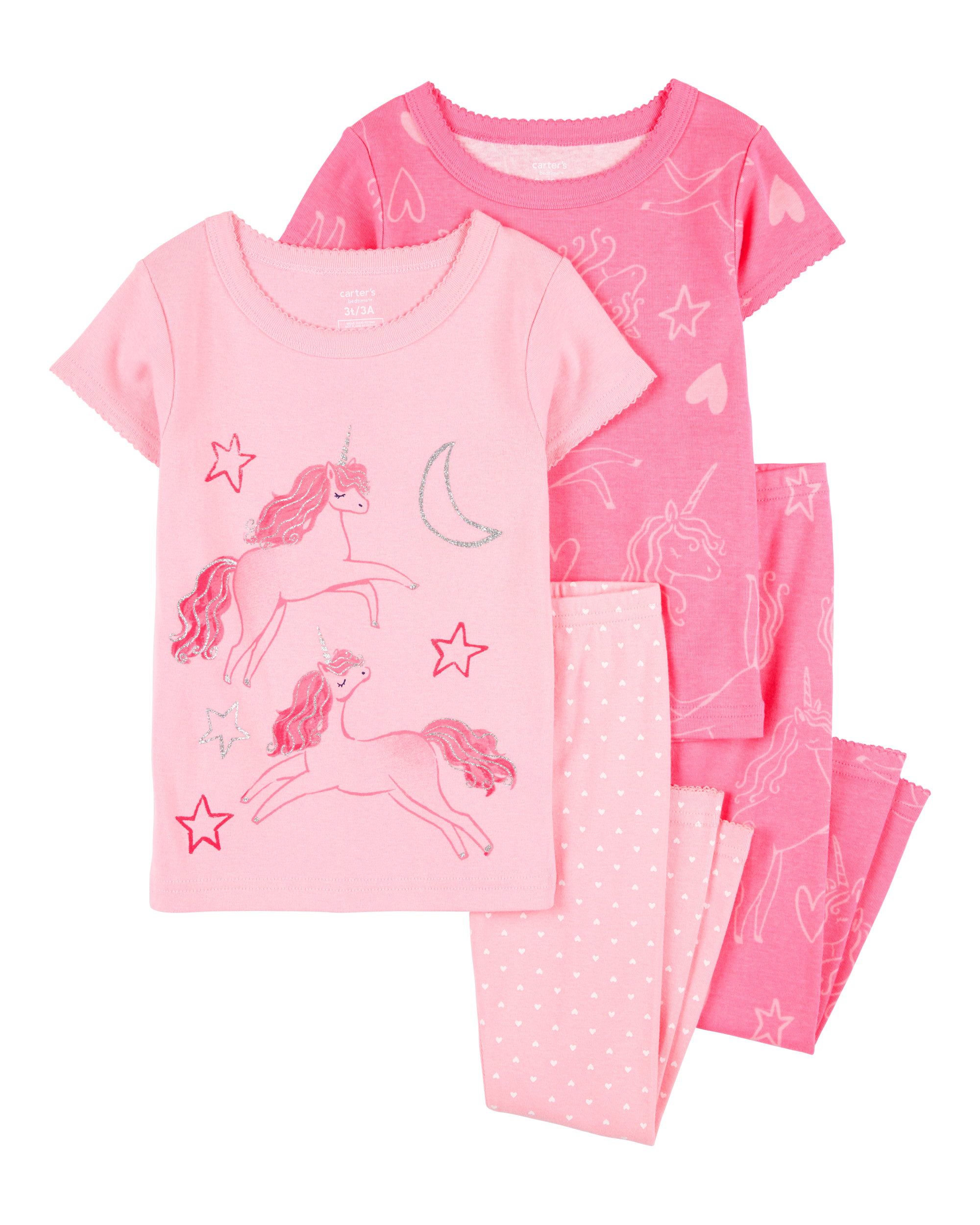 Toddler Girl 4-Piece Unicorn Cotton Pajamas