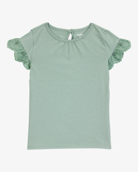 Toddler Flutter Sleeves Short-Sleeve Fashion Top - Green