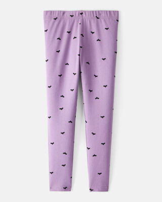 Product image 2 of Kid Cotton Halloween Bat Stretch Leggings - Purple