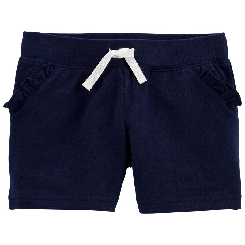 Navy Ruffle Pull-On French Terry Shorts | carters.com