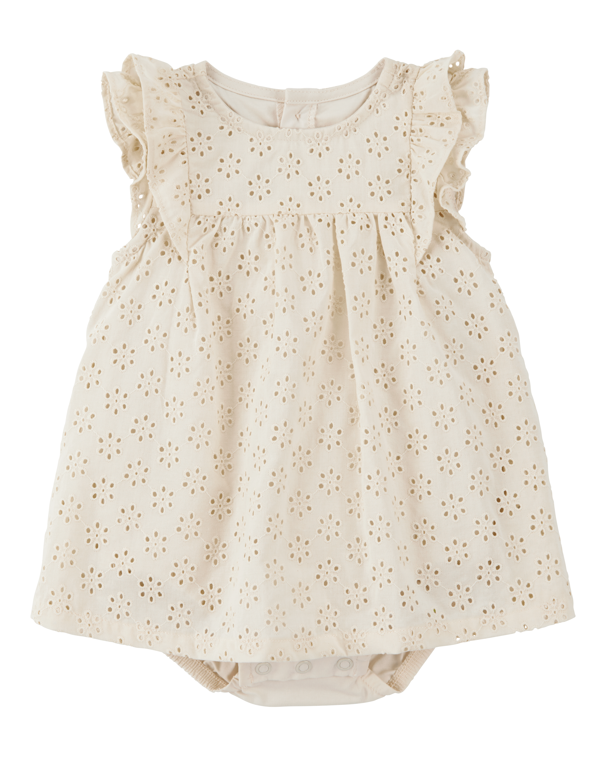 Baby Solid Cotton Dress - Cream
