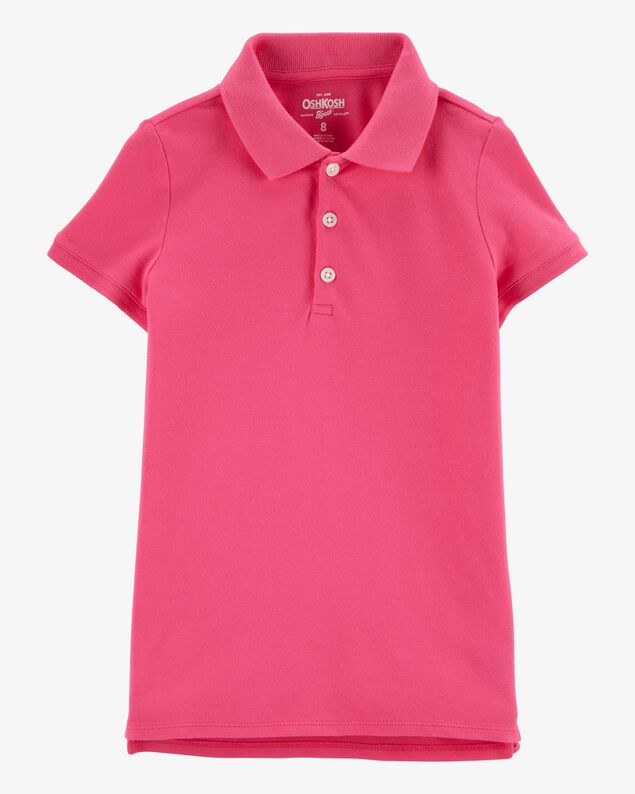Product image 1 of Girls Stretch Pique Uniform Polo - Pink