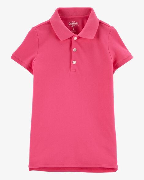 Product image 1 of Girls Stretch Pique Uniform Polo - Pink
