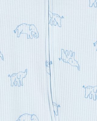 Product image 2 of Baby Elephant Print 2-Way Zip Sleep & Play Pajamas - Blue
