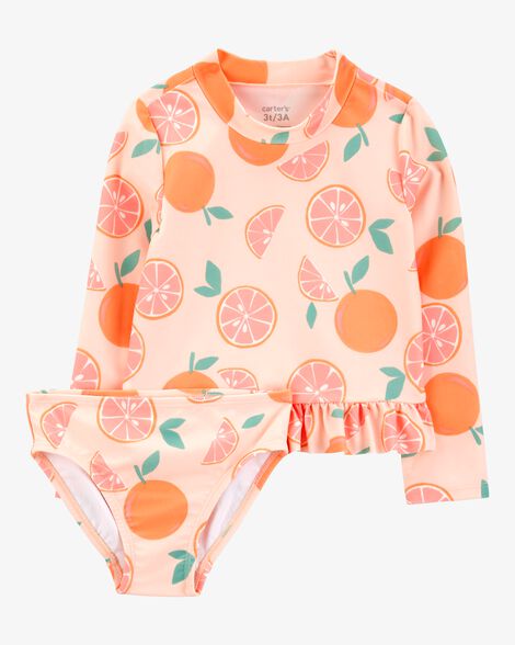  Product image 1 of Toddler 2-Piece Orange Slice Long-Sleeve Rashguard Set - Orange