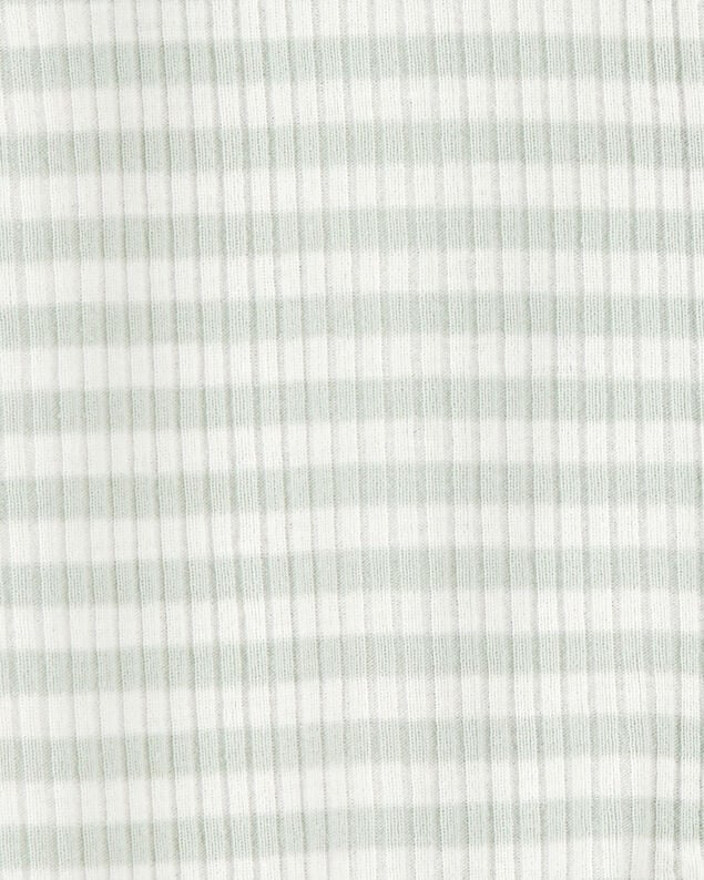 Product image 2 of Baby Boy Striped 2-Way Zip Ribbed Sleep & Play Pajamas - Green/White