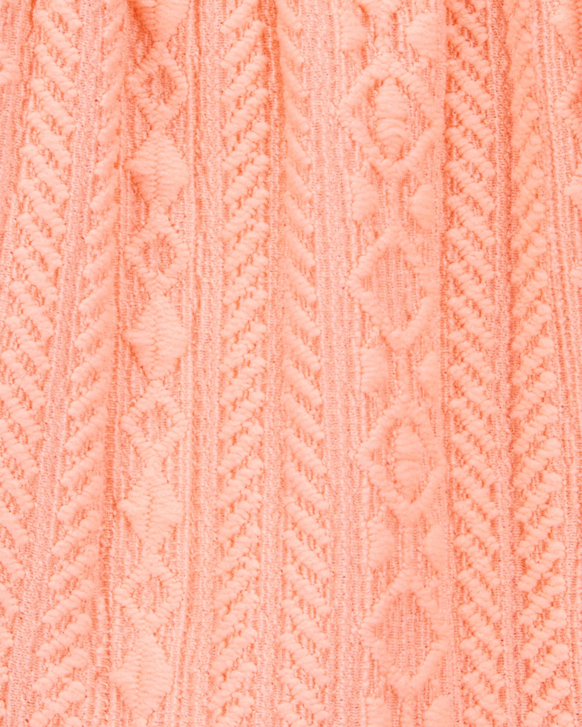 Baby Flutter Knit Textured Dress - Pink