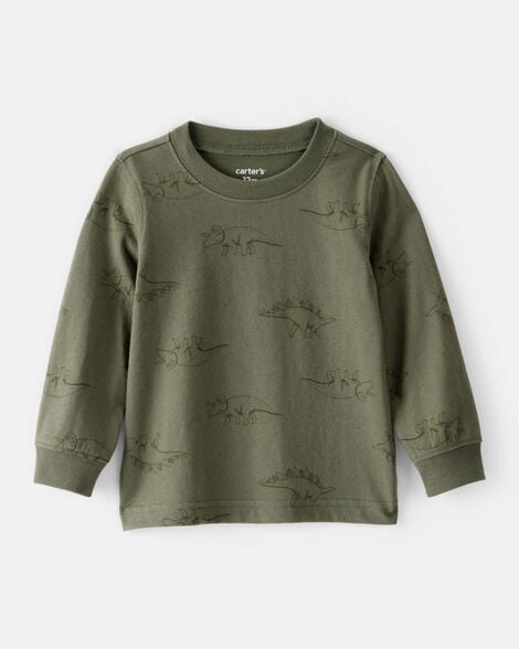 baby boy dinosaur print long-sleeve tee - green