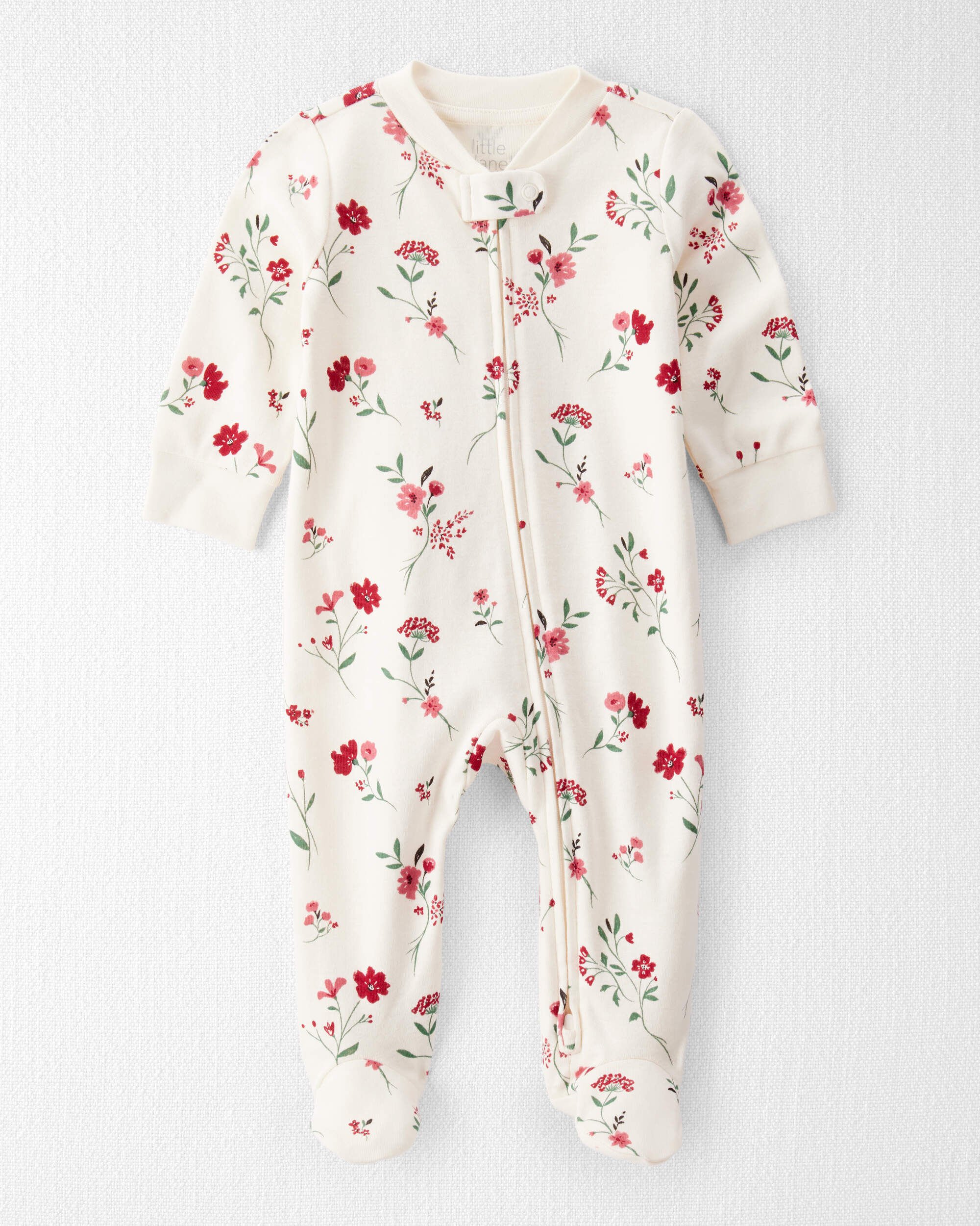 Baby Organic Cotton Sleep & Play Pajamas Rosethorn Hollow Print