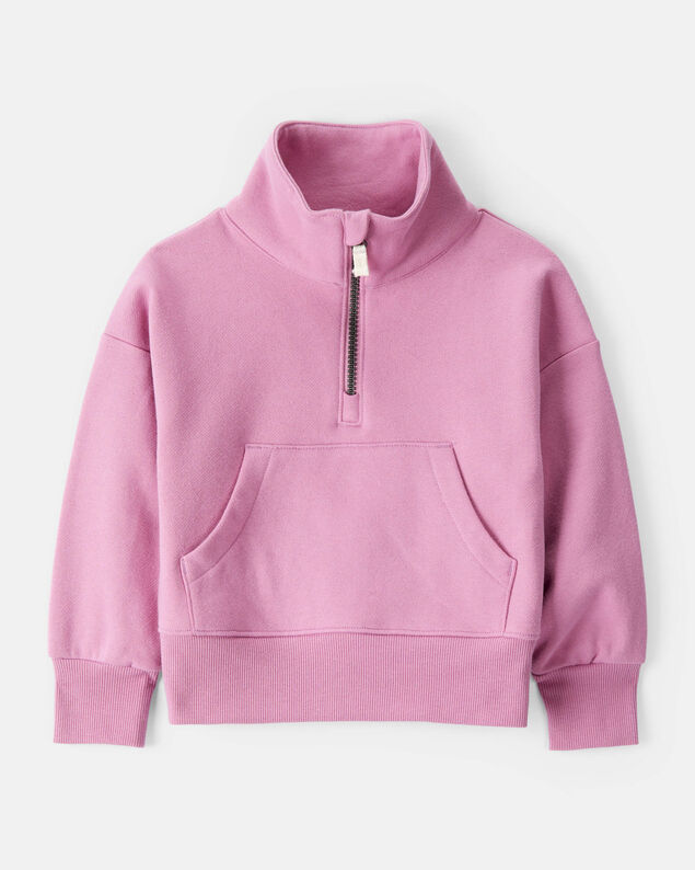 Product image 1 of Toddler Girl Long-Sleeve Quarter-Zip Pullover Sweatshirt - Pink