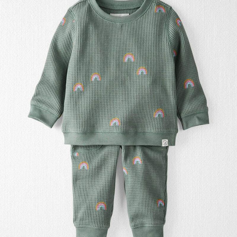 Baby 2-Piece Organic Cotton Waffle Knit Top & Pant Set