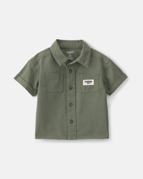 Baby Boy OshKosh Logo Short-Sleeve Button-Down Shirt - Green