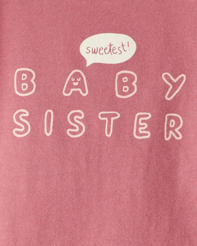 Product image 2 of Baby Girl Sweetest Baby Sister Cotton Long-Sleeve Graphic Bodysuit - Pink