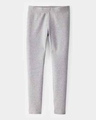 Product image 1 of Kid Solid Cotton Ribbed Stretch Leggings - Grey