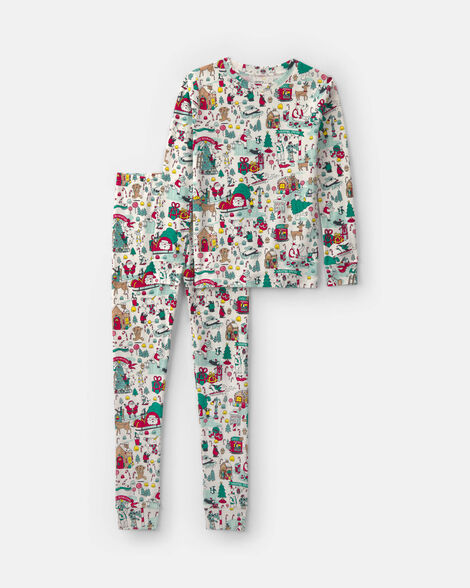 kids 2-piece christmas scavenger hunt 100% cotton snug fit pajama set