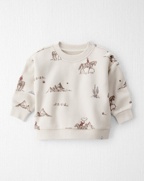 Baby French Terry Sweatshirt Made with Organic Cotton in Western Rodeo Print