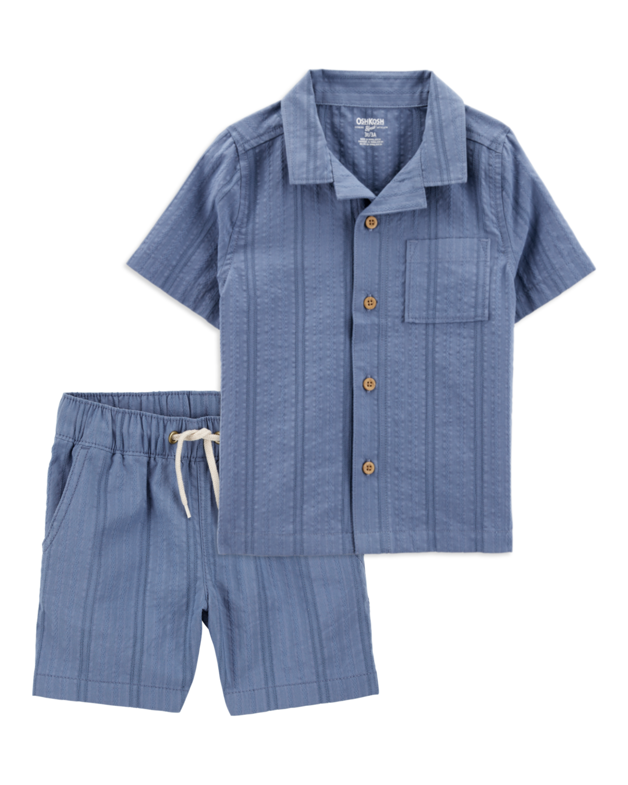 Toddler 2-Piece Seersucker Button-Down Shirt & Drawstring Shorts Set