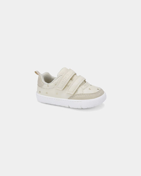 baby girl every step® first walker heart sneakers - cream
