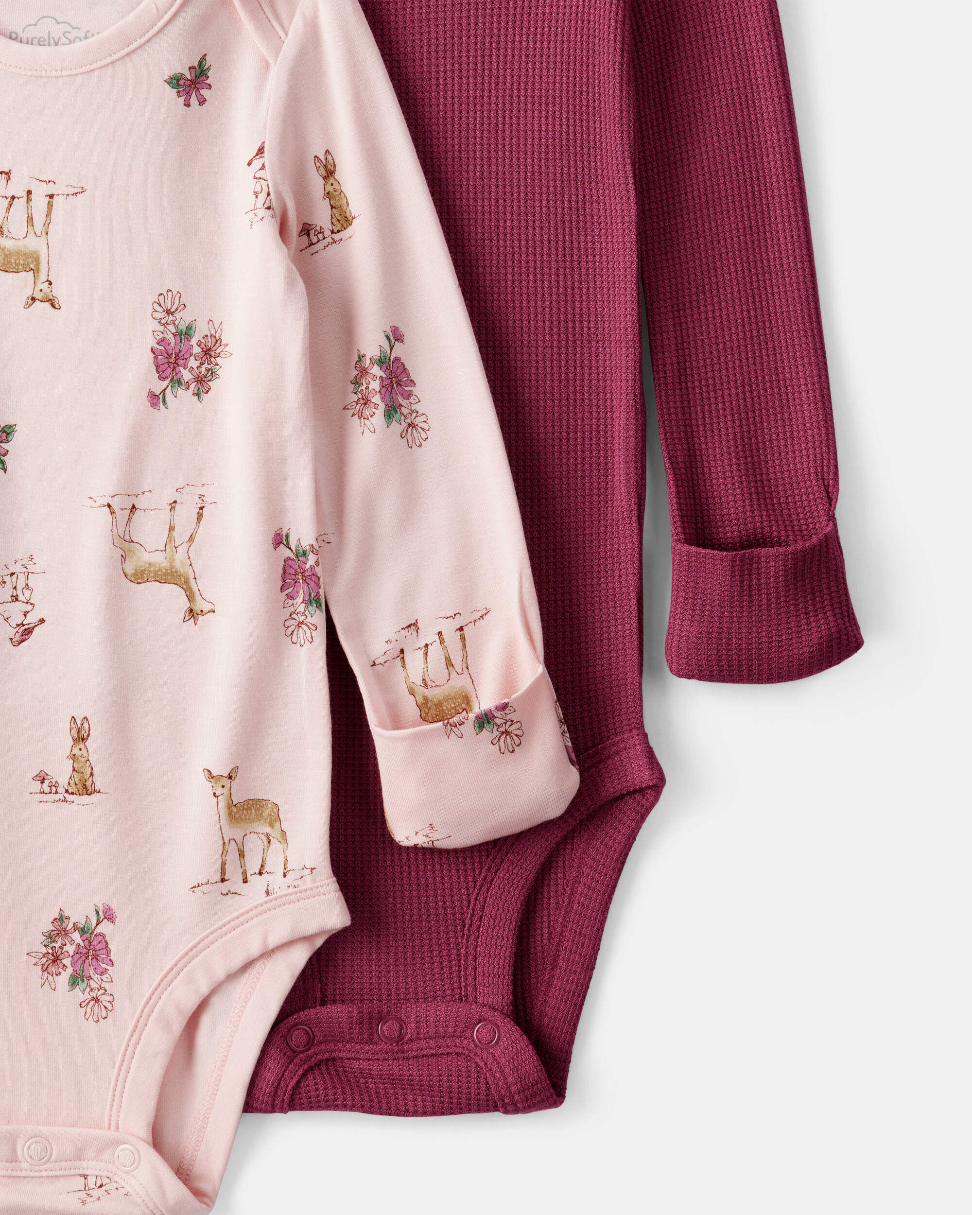 Baby Girl 2-Pack Deer & Floral Print PurelySoft Long-Sleeve
