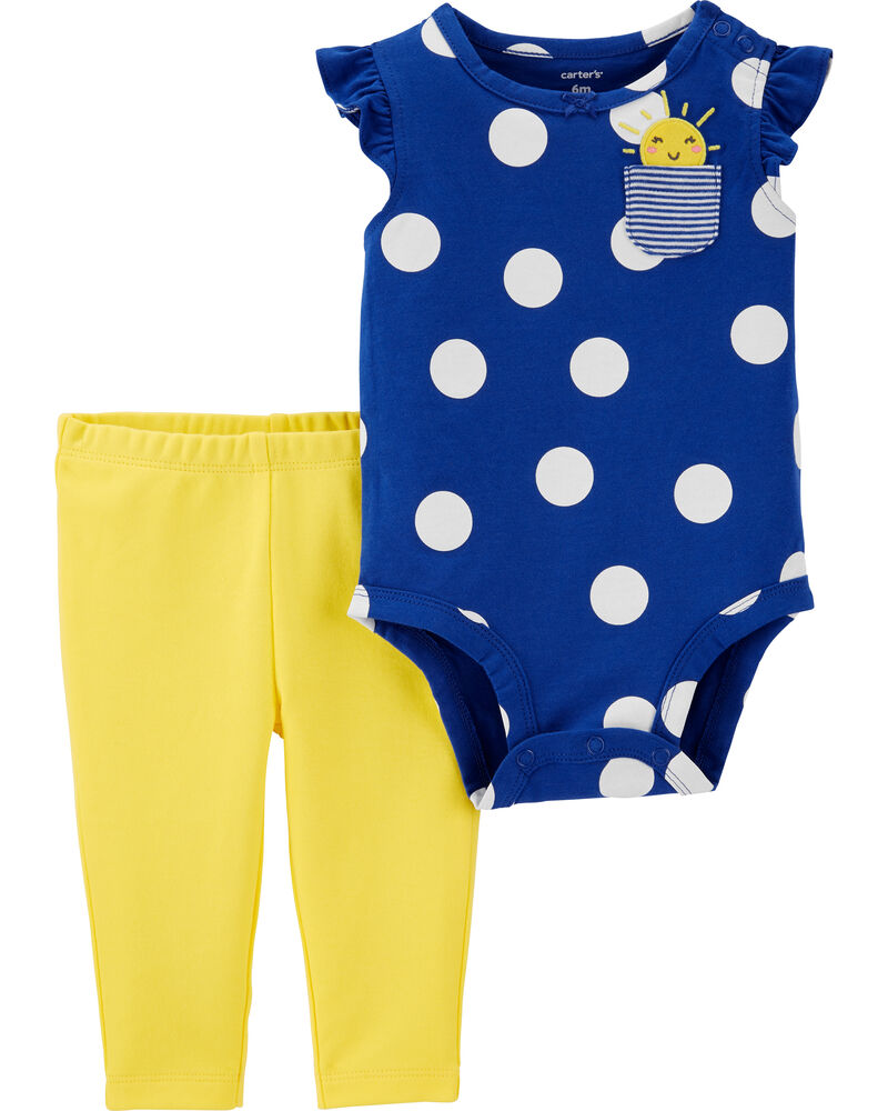 2Piece Polka Dot Bodysuit Pant Set