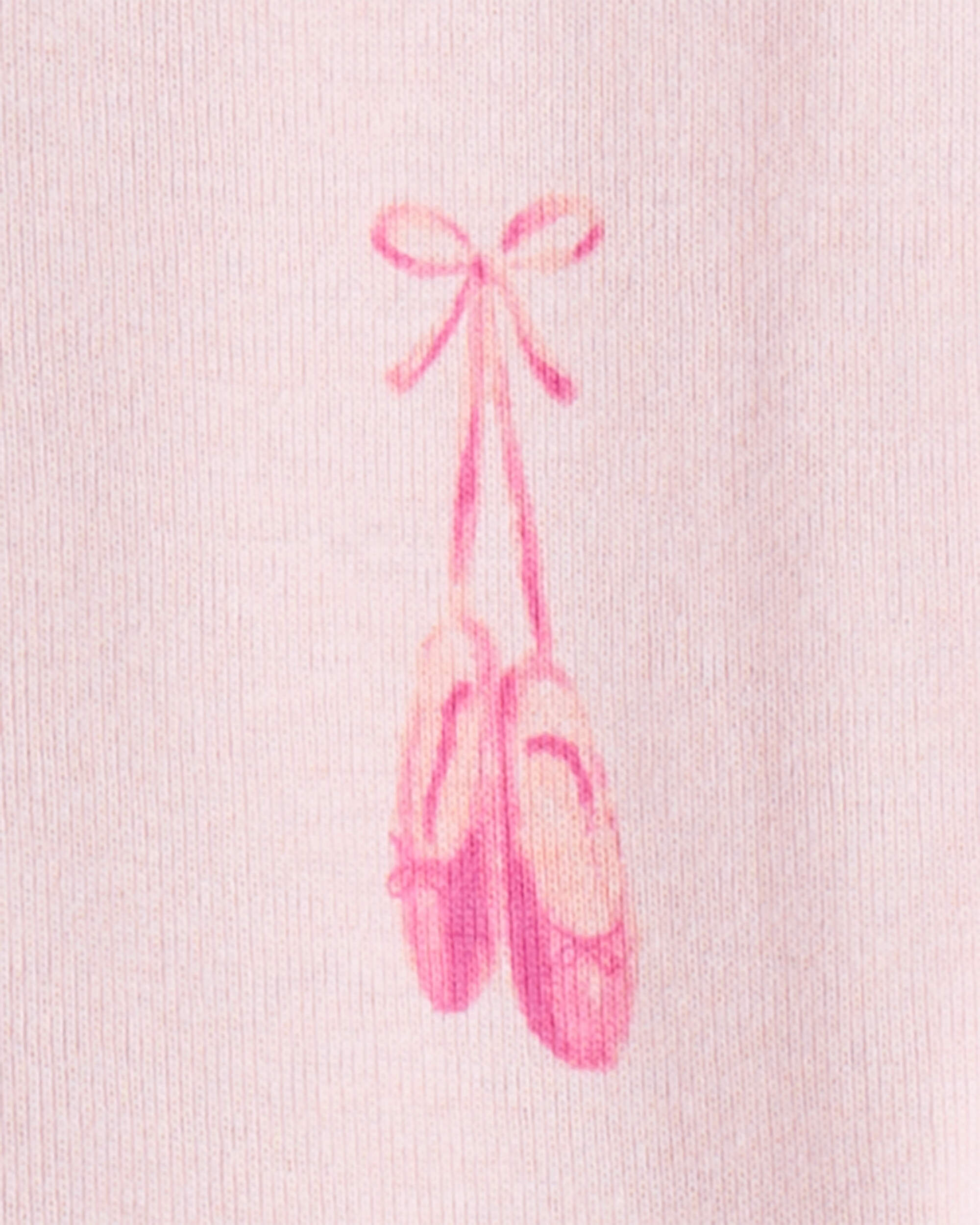 Toddler Girl Ballet 100% Cotton 2-Way Zip 1-Piece Pajamas - Pink
