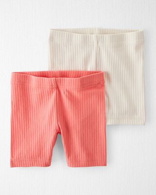 Product image 1 of Toddler 2-Pack Organic Cotton Ribbed Pedal Shorts