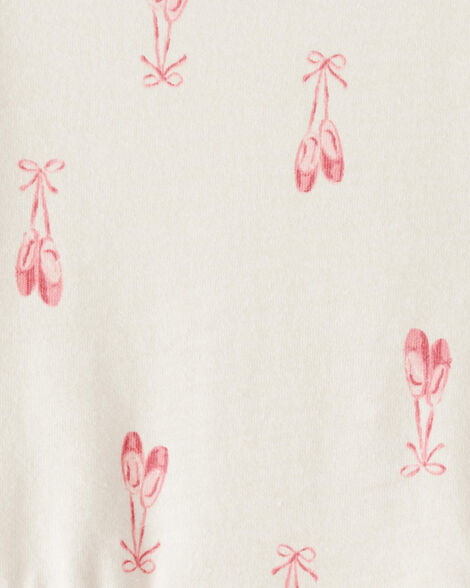 Product image 3 of Toddler Girl Ballet Slipper Print Long-Sleeve Dress - Ivory