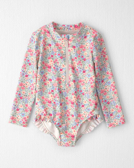 Toddler Girl Recycled Rashguard Swimsuit in Meadow Mix