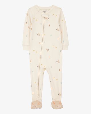 Product image 1 of Baby Bunny Print Easter Snug Fit Cotton Footie 1-Piece Pajamas - Ivory