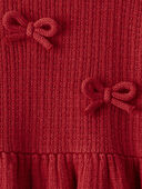 Deep Red - Toddler Girl Organic Cotton Sweater Knit Dress, Selected