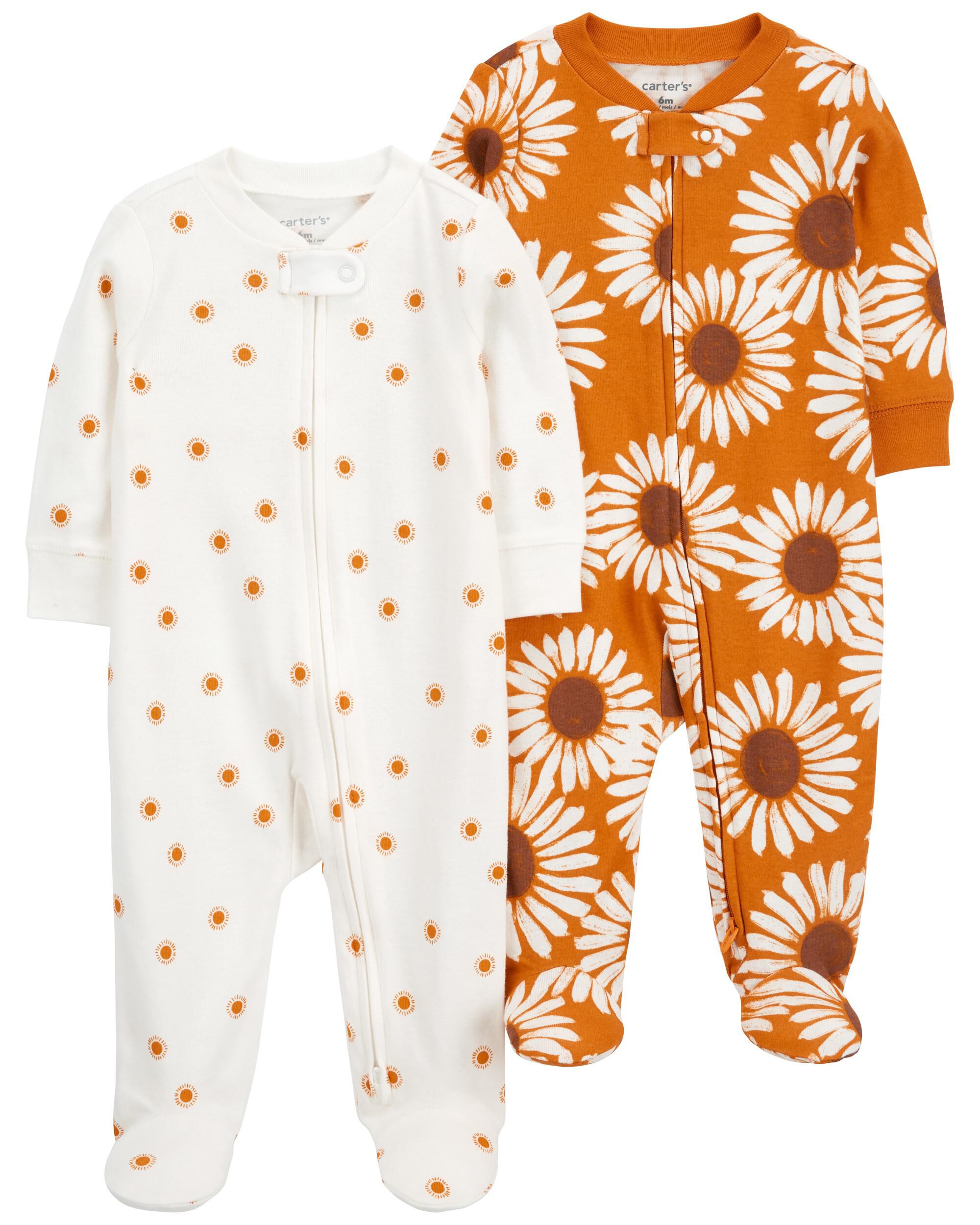 Baby 2 Pack Sunflower Zip Up Cotton Sleep Play Pajamas Carter s Carter s