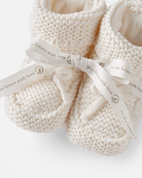  Product image 2 of Baby Organic Cotton Crochet Booties in Cream