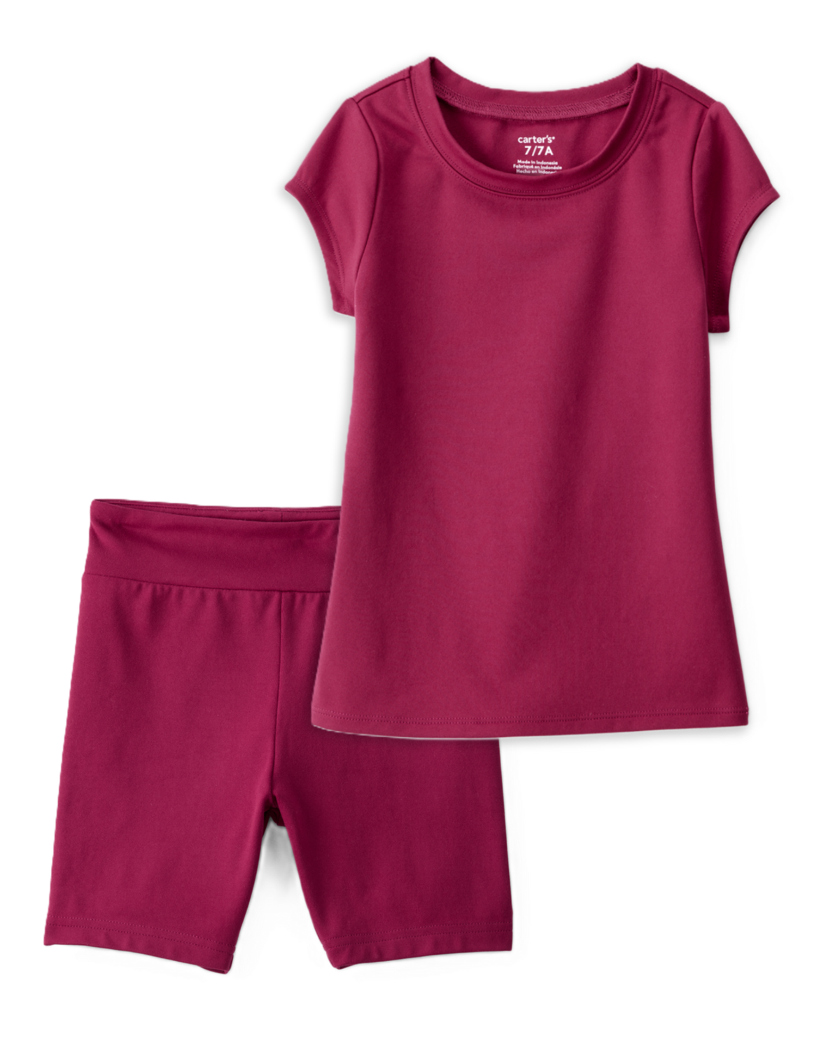Girls 2-Piece Fashion Top & Bike Shorts Set - Burgundy