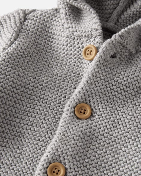  Product image 2 of Baby Organic Signature Stitch Cardigan in Grey