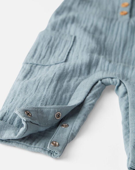  Product image 3 of Baby Organic Cotton Gauze Overalls in Blue Creek