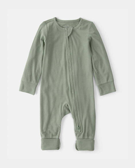 baby 2-way zip purelysoft sleep & play pajama - green