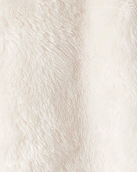 Baby Sherpa Hooded Long-Sleeve Jumpsuit - White