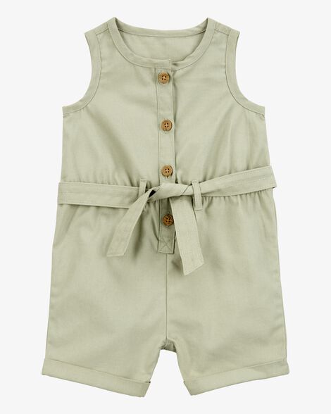  Product image 1 of Baby Sleeveless Canvas Romper - Olive