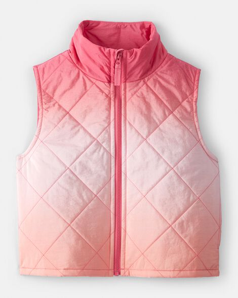 girls ombre puffer vest - pink