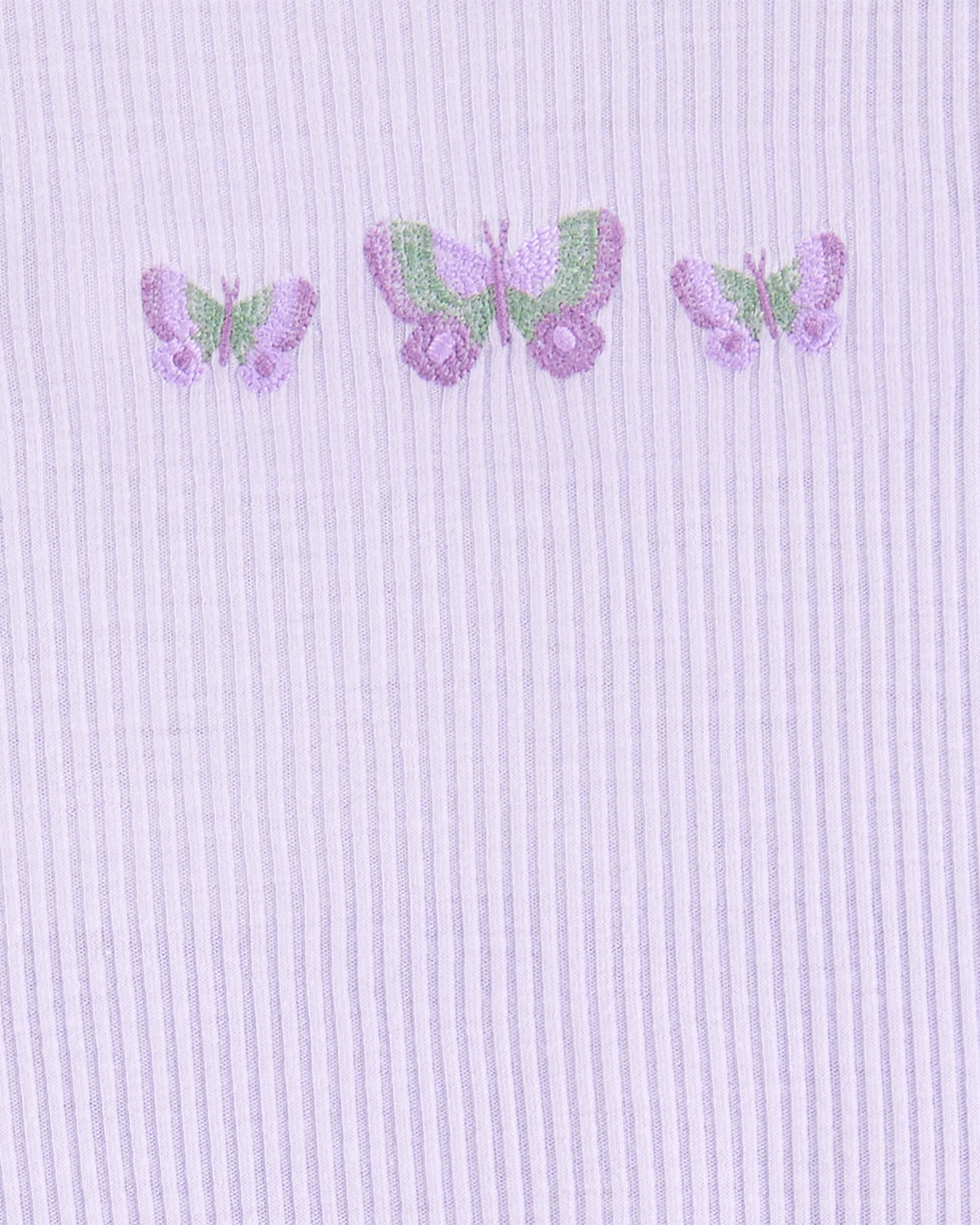 Girls Butterfly Loose Fit 2-Piece Pajamas - Purple