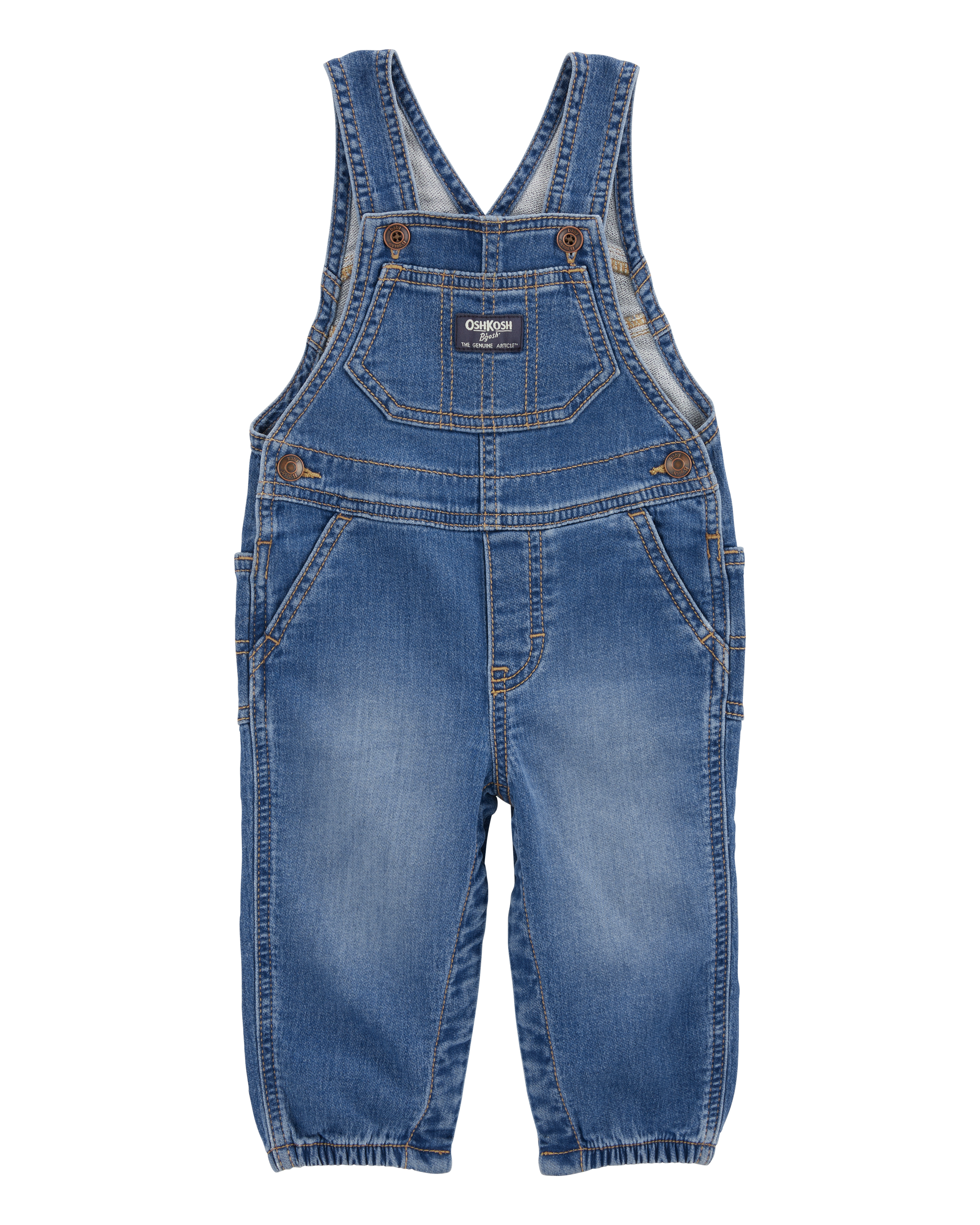Baby Neutral Knit-Like Denim Overalls - Medium Wash