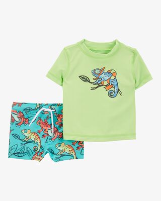 Product image 1 of Baby Boy 2-Piece Iguana Rashguard & Swim Trunks
