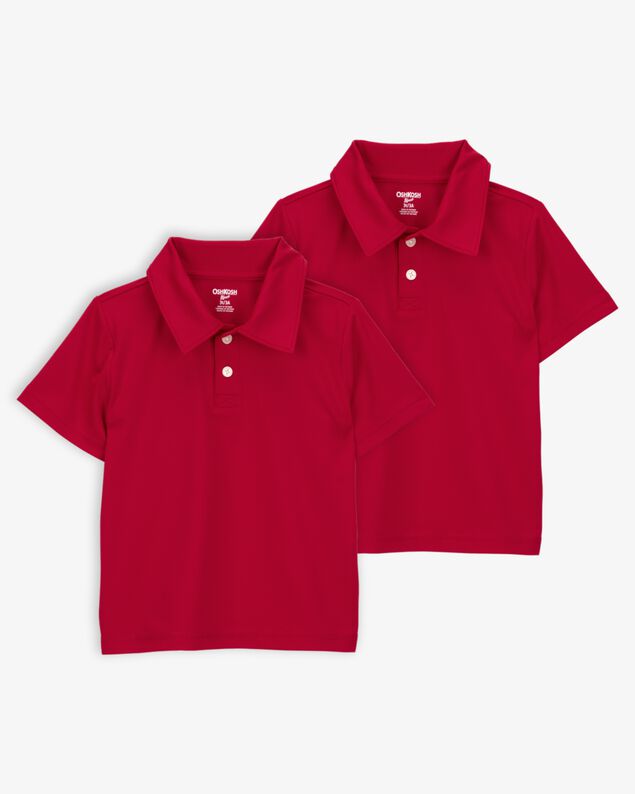 Product image 1 of Toddler 2-Pack Active Uniform Polo Shirts in Moisture Wicking BeCool™ Fabric - Red