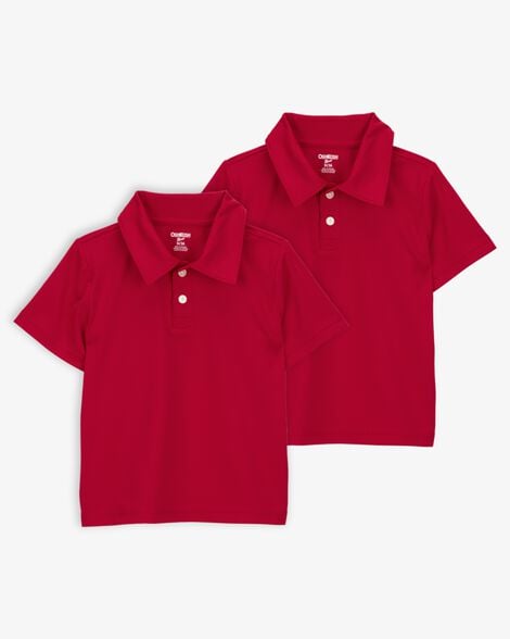 Product image 1 of Toddler 2-Pack Active Uniform Polo Shirts in Moisture Wicking BeCool™ Fabric - Red