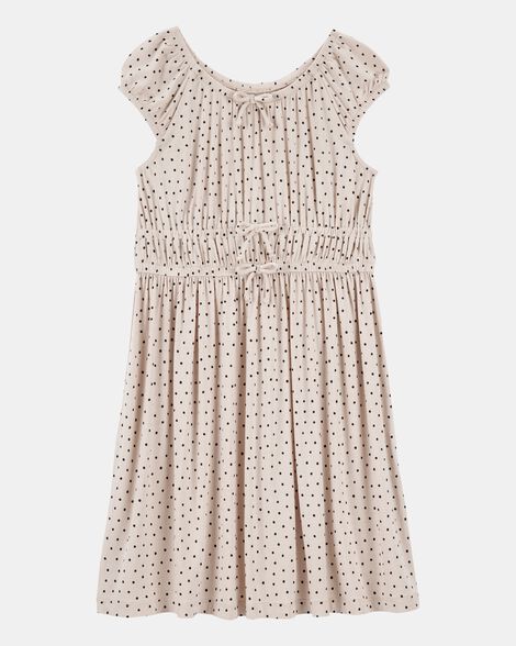 kid polka dot short-sleeve dress - tan
