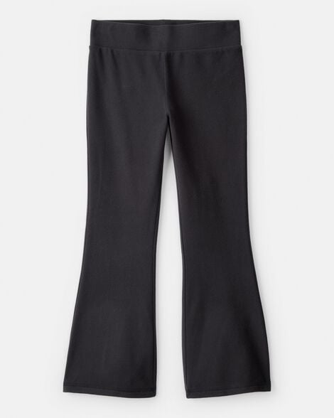 girls microfleece flare pants - black