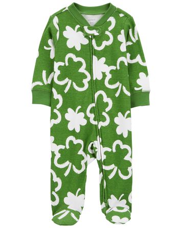 Baby St. Patrick's Day 2-Way Zip Cotton Sleep & Play Pajamas