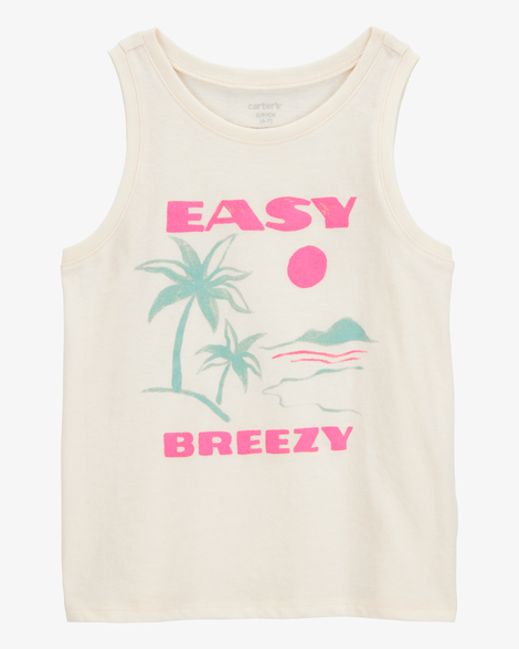 kid palm tree vintage muscle tank - white